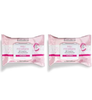 (BUNDLE OF 2 ) EVOLUDERM MICELLAR WATER CLEANSING WIPES 25S