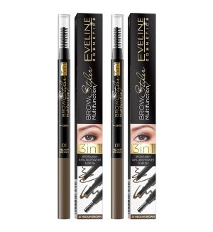 (BUNDLE OF 2) EVELINE BROW STYLER 3 IN 1 MULTI-FUNCTION 01 MEDIUM BROWN