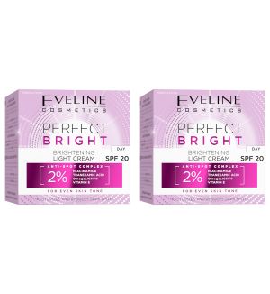 (BUNDLE OF 2) EVELINE PERFECT BRIGHT BRIGHTENING LIGHT DAY CREAM SPF20 50ML