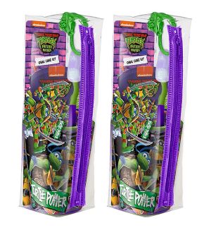 (BUNDLE OF 2) MR WHITE NINJA TURTLES TRAVEL KIT TOOTHBRUSH WITH TOOTHPASTE 75ML & BEAKER