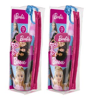 (BUNDLE OF 2) MR WHITE BARBIE TRAVEL KIT TOOTHBRUSH WITH TOOTHPASTE 75ML & BEAKER