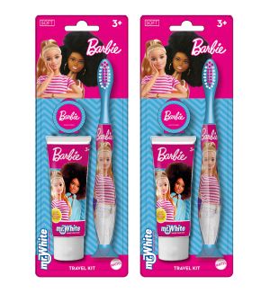 (BUNDLE OF 2) MR WHITE BARBIE TRAVEL KIT TOOTHBRUSH WITH TOOTHPASTE 25ML