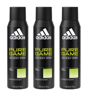 (BUNLDE OF 3) ADIDAS DEO SPRAY HOMME PURE GAME 150ML (NEW)