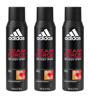 (BUNDLE OF 3) ADIDAS DEO SPRAY HOMME TEAM FORCE 150ML (NEW)