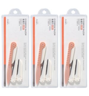 (BUNDLE OF 3) KINEPIN J1011 EYEBROW RAZOR WITH 2 BLADE REFILLS