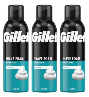 (BUNDLE OF 3) GILLETTE SHAVING FOAM SENSITIVE 200ML