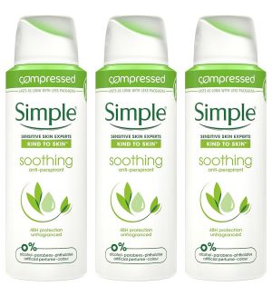 (BUNDLE OF 3) SIMPLE SOOTHING ANTI-PERSPIRANT SPRAY 125ML