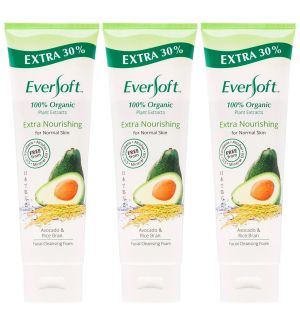 (BUNDLE OF 3) EVERSOFT ORGANIC CLEANSING FOAM AVOCADO & RICE BRAN 130G