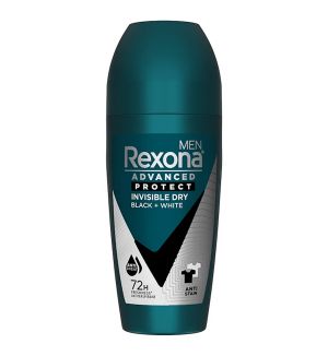 REXONA MEN DEODORANT ROLL ON INVISIBLE DRY BLACK + WHITE 45ML