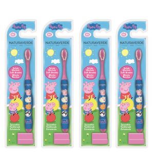 (BUNDLE OF 4) NATURAVERDE PEPPA PIG TOOTHBRUSH WITH SUCTION CUP