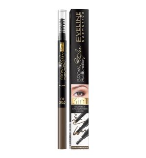 EVELINE BROW STYLER 3 IN 1 MULTI-FUNCTION 01 MEDIUM BROWN