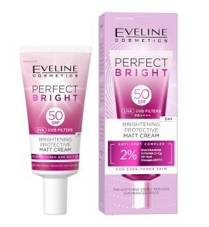 EVELINE PERFECT BRIGHT BRIGHTENING PROTECTIVE MATT DAY CREAM SPF50 30ML