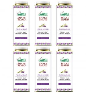 (BUNDLE OF 6) ST LUKES SNAKE BRAND PRICKLY HEAT POWDER 280G (RELAXING LAVENDER)