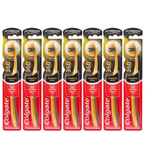 (BUNDLE OF 7) COLGATE TOOTHBRUSH 360 CHARCOAL GOLD (SOFT)